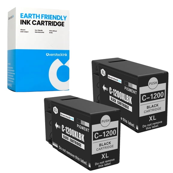 OverstockInk PGI-1200XLBK Ink Cartridges Compatible for Canon PGI-1200XL Ink Cartridge for MAXIFY MB2020 MB2120 MB2320 MB2720 (2 Black)