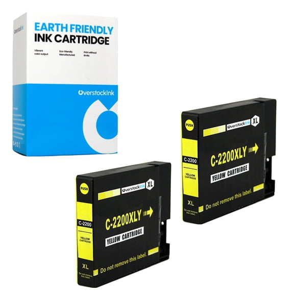 OverstockInk PGI-2200XLY Ink Cartridges Compatible for Canon PGI-2200XL Ink Cartridge for MAXIFY iB4020 iB4120 MB5020 MB5120 MB5320 MB5420 (2 Yellow)