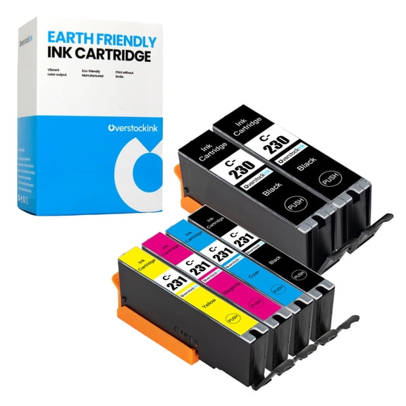 OverstockInk PGI-230 and CLI-231 Ink Cartridges Compatible for Canon PGI-230 CLI-231 for PIXMA TS8820 (2 PGBK, 1 each BK,C, M, Y)