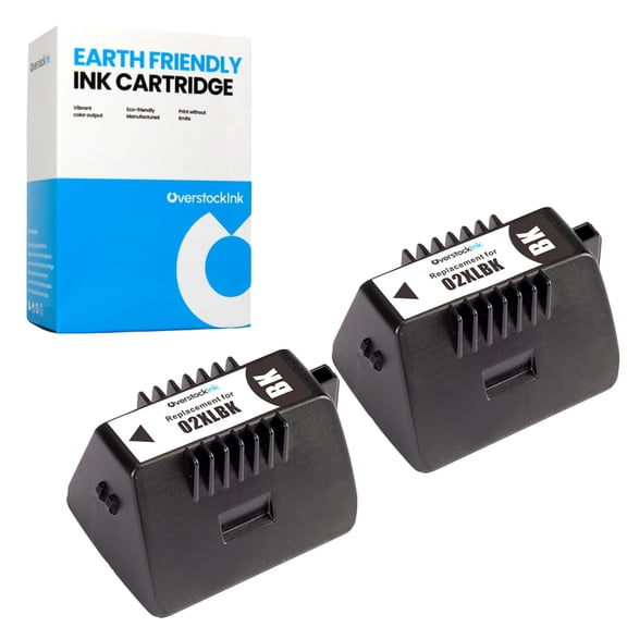 OverstockInk Printer Ink 02 Black Compatible for HP 02 Ink for PhotoSmart 3200 (2 Black)