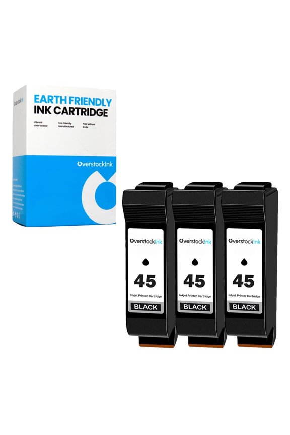 OverstockInk 45 Printer Ink Cartridges Compatible for HP 45 Ink Cartridge for DeskJet 6122 6127 710 712 720 722 815 820 830 832 850 855 870 880 882 890 895 930 9300 932 935 950 952 960 (3 Black)