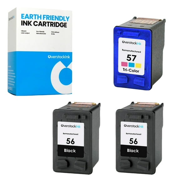 OverstockInk Printer Ink 56 and 57 Cartridges Compatible for HP 56 57 for OfficeJet J5508 (2 BK, 1 C)