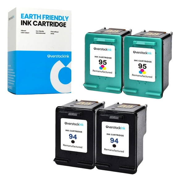 OverstockInk Printer Ink 94 95 Cartridges 4-Pack Compatible for HP 94 95 for PSC 1600 1610 (2 BK, 2 C)
