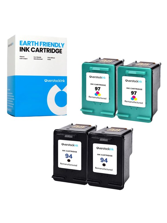 OverstockInk Printer Ink 94 97 Cartridges 4-Pack Compatible for 94 97 for PhotoSmart B8353 (2 BK, 2 C)