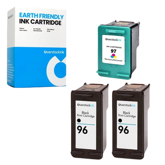 OverstockInk Printer Ink 96 97 Cartridges 3-Pack Compatible for HP96 HP97 for OfficeJet 7408 (2 BK, 1 C)