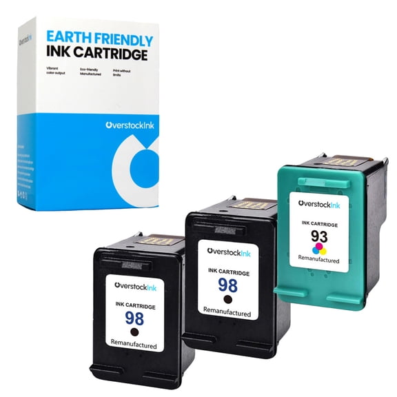 OverstockInk Printer Ink 98 93 Cartridges 3-Pack Compatible for HP 98 93 for DeskJet D4163 D4168 (2 BK, 1 C)