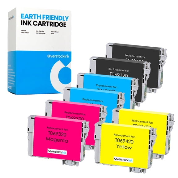 OverstockInk T069 Ink Cartridges 8-Pack Compatible for Epson 69 T069 for Workforce 500 (1 each BK, C, M, Y)