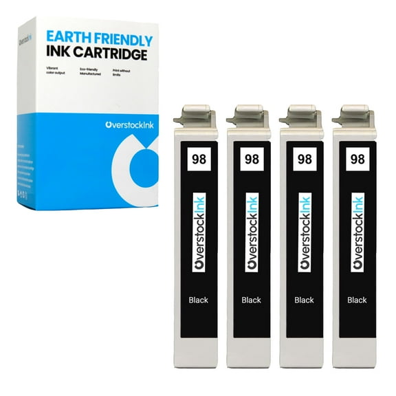OverstockInk T098 Ink Cartridges Black Compatible for Epson 98 T098 for Artisan 730 800 810 835 (4 Black)