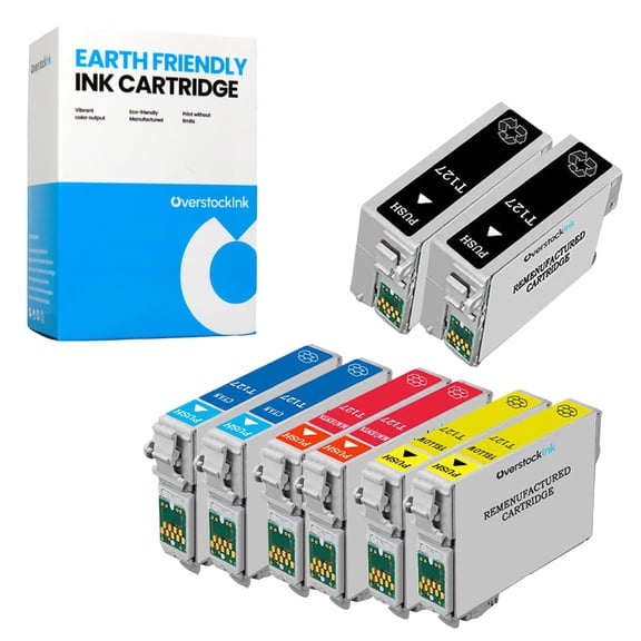 OverstockInk T127 Combo Pack of 8 Ink Cartridges Compatible for Epson 127 Ink for Stylus NX625 (2 each BK, C, M, Y)