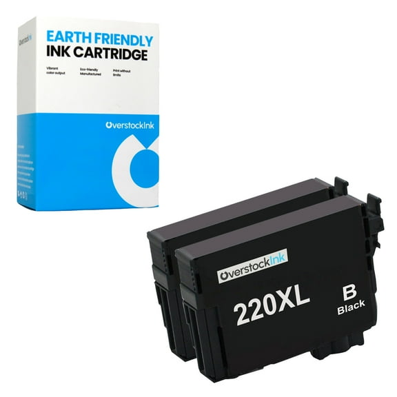 OverstockInk T220XL Black Ink Cartridge Compatible for Epson 220 220XL for Expression XP-420 (2 Black)