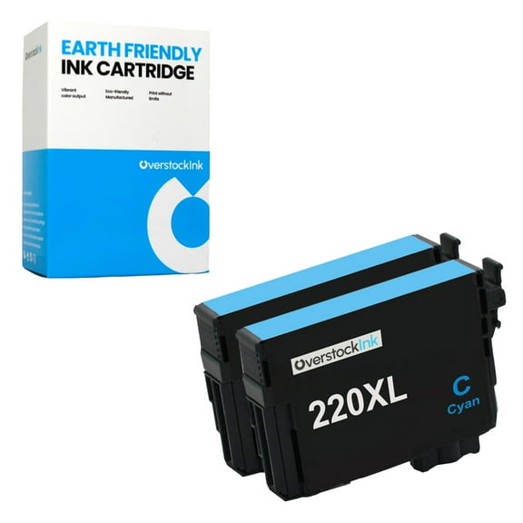OverstockInk T220XL Cyan Ink Cartridge Compatible for  Epson 220 220XL for Workforce WF-2660 (2 Cyan)