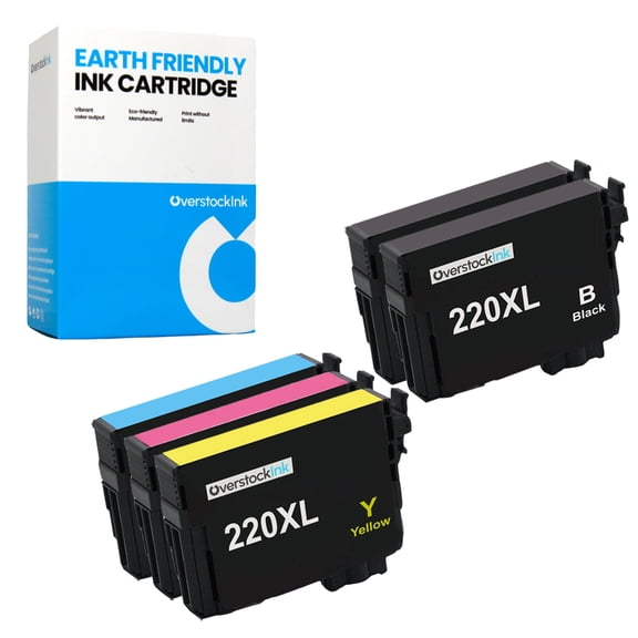 OverstockInk T220XL Ink Cartridges 5-Pack Compatible for  Epson 220 220XL for Workforce WF-2650 (2 BK, 1 each C, M, Y)