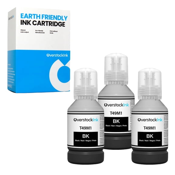 OverstockInk T49M Black Printer Ink Bottles Compatible for Epson T49M Ink for SureColor F170 (3 Black)