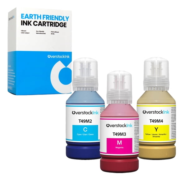 OverstockInk T49M Color Ink Bottle Compatible for Epson T49M for SureColor F170 (1 each C, M, Y)