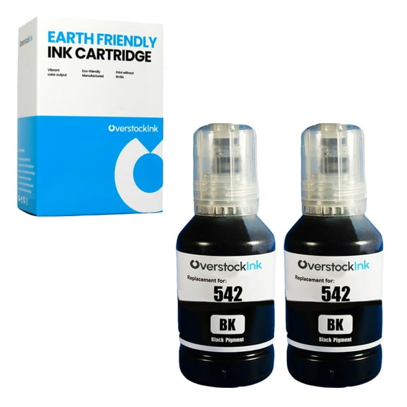 OverstockInk T542 Black Ink Bottles Compatible for Epson 542 T542 for EcoTank Pro ET-16650 (2 Black)