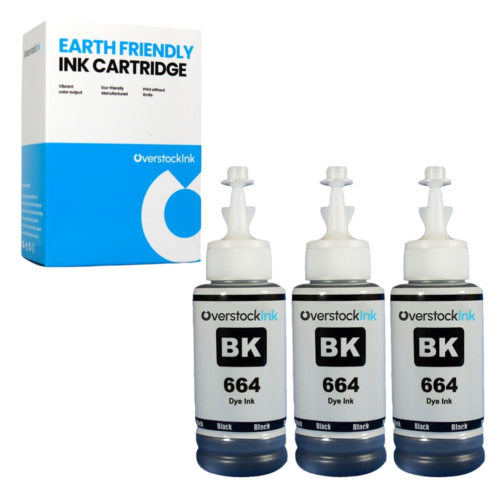 OverstockInk T664 Black Ink Refill Bottles Compatible for Epson 664 ...