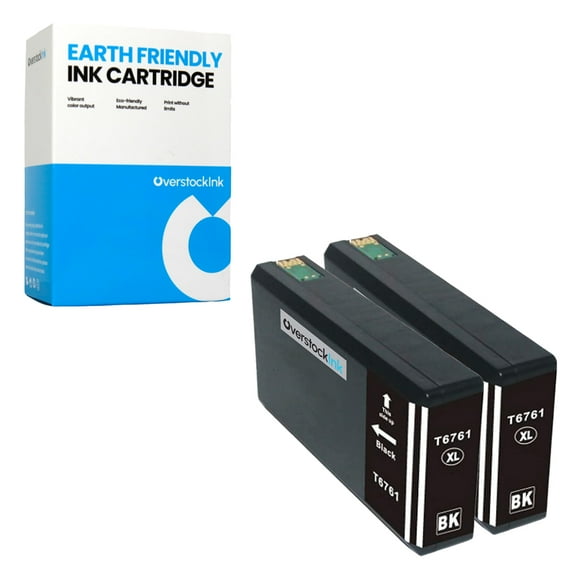 OverstockInk T676XL Black Ink Cartridge Compatible for Epson 676 676XL for Workforce Pro WF-4020 (2 Black)