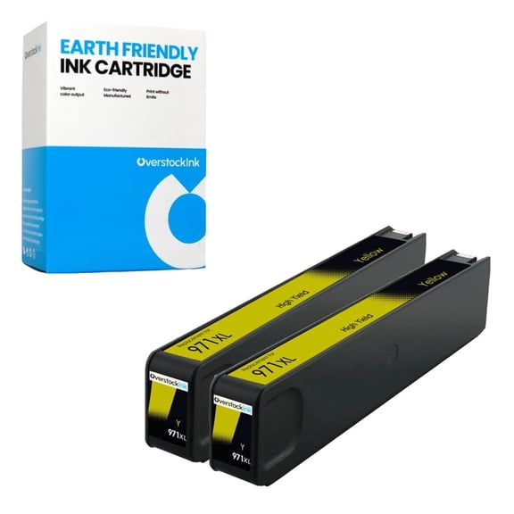 OverstockInk 971XL Yellow Ink Cartridges Compatible for HP 971 Ink Cartridge for OfficeJet Pro X451dn X451dw X476dn X476dw X551dw X576dw (2 Yellow)