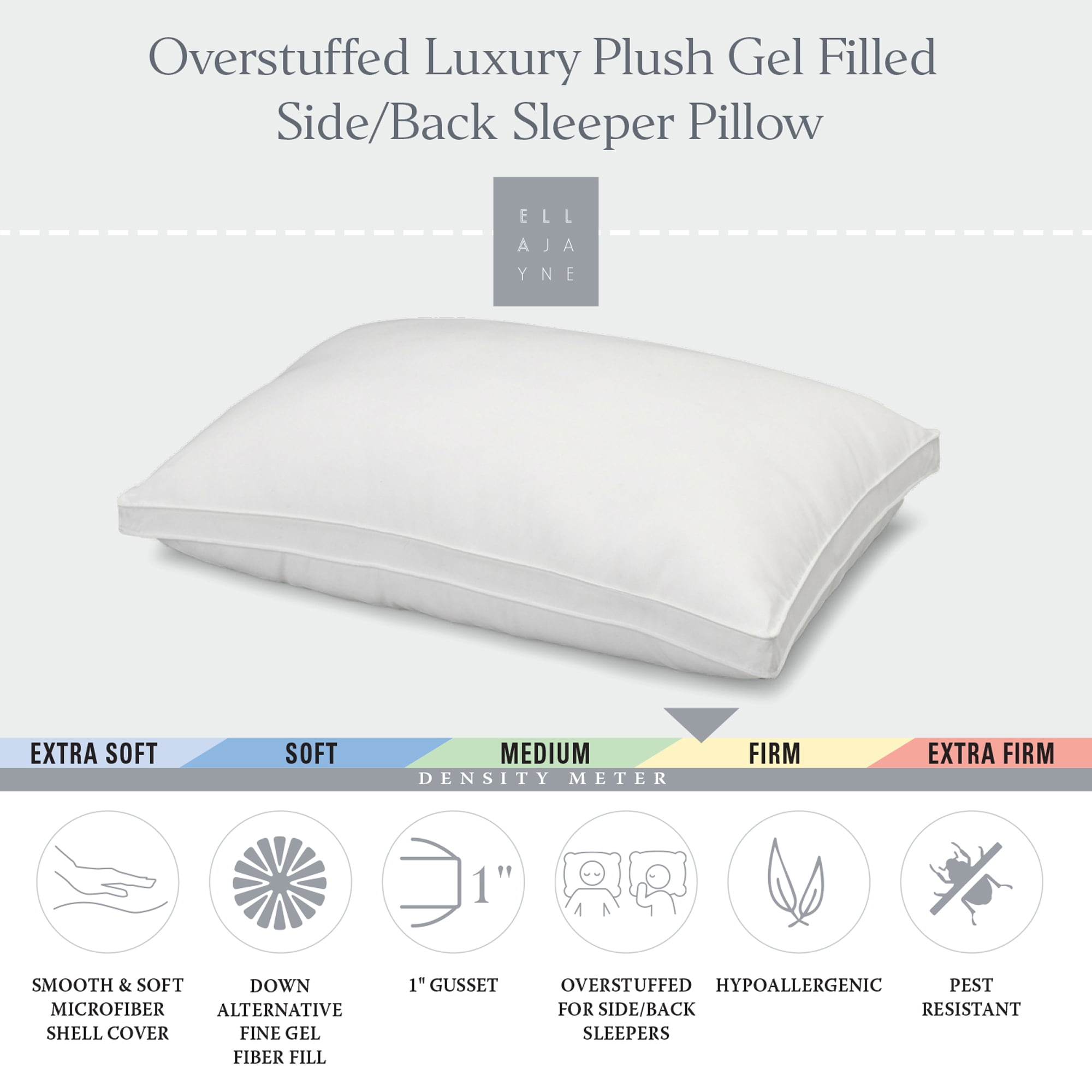 Queen Size White Gusseted Memory Foam Hypoallergenic Pillow
