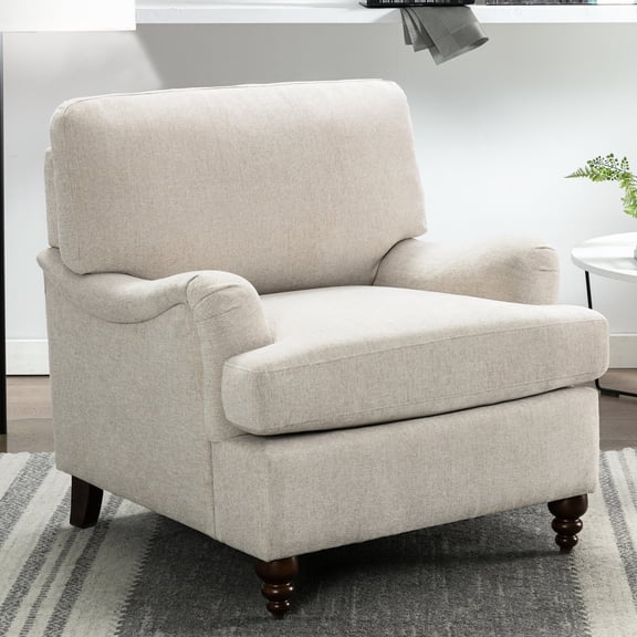Overstuffed Seat Design - Consistent Comfort with Foam - Seating Area Addition - Walnut Stained Legs