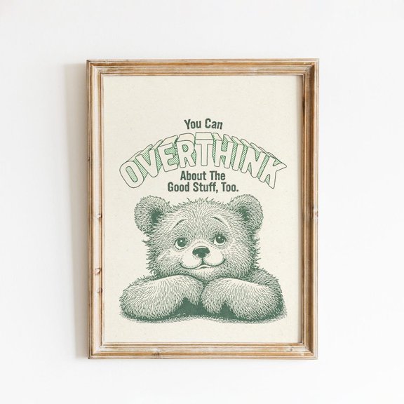 Overthink Good Stuff Bear Illustration Cabin Lodge Wildlife Nature Decor Wall Decor Unframed Paper Print