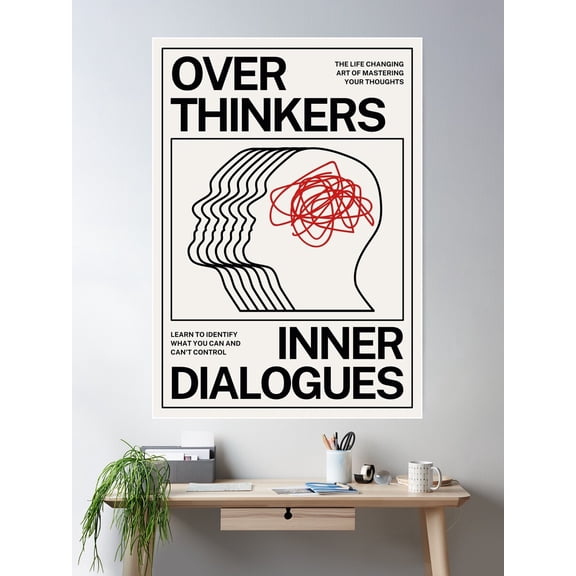 Overthinkers, Psychedelic Poster, Retro Art Print, Graphic Design, Trendy Room Decor Poster Wall Art, Modern Wall Decor For Living Room Bedroom, 12x18 UNFRAMED