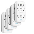 thumbnail image 1 of Overtime 6 Outlet Extending Surge Protector, Multi Outlet Extender Wall Adapter with 4 USB Fast Charging Ports, 6 AC Outlets, Phone Mount, 1200J Surge Protection, ETL Certified (4-Pack), 1 of 10