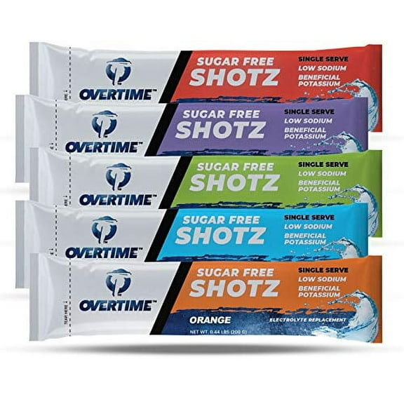 Overtime Electrolyte Drink Mix, Powder Concentrate, Sugar Free, 400 Package Quantity (Single Serve / Multi Variety Pack 5 Flavors 80 of Each / 1 Case)