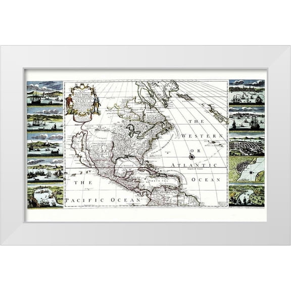 Overton 14x10 White Modern Wood Framed Museum Art Print Titled - Caribbean West Indies British Empire America