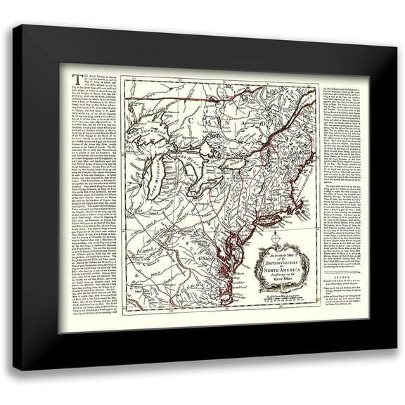 Overton 14x12 Black Modern Framed Museum Art Print Titled - British Colonies North America Ohio River