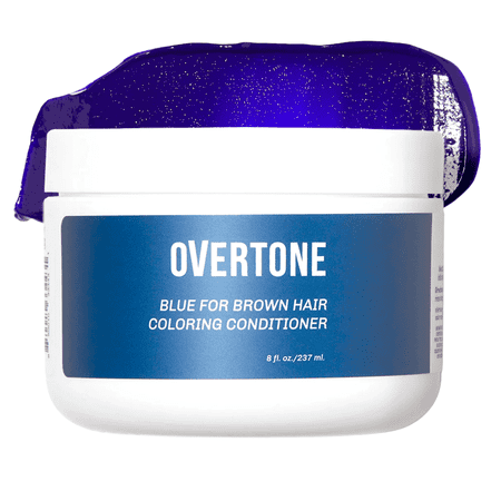 oVertone Color Depositing Semi-Permanent Hair Dye Conditioner - 8 oz For All Hair Types & Color-Treated Hair, Moisturizing Shea Butter & Coconut Oil, Vegan, Cruelty-Free Indigo Iris