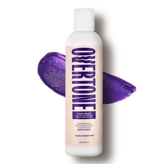 oVertone Daily Color Depositing Conditioner 8oz Temporary Hair Dye Conditioner with Shea Butter & Coconut Oil, Moisturizing Vegan & Cruelty-Free, for All Hair Types & Color-Treated Hair, Vivid Violet