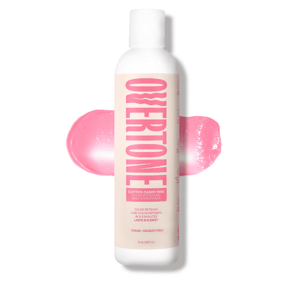 oVertone Daily Color Depositing Conditioner 8oz Temporary Hair Dye Conditioner, Shea Butter & Coconut Oil Moisturizing Vegan & Cruelty-Free, For All Hair Types & Color-Treated Hair, Cotton Candy Pink