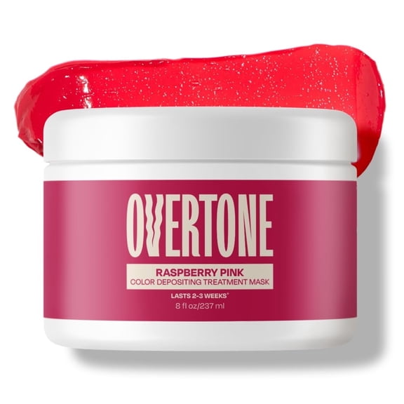 oVertone Color Depositing Semi-Permanent Hair Dye Conditioner - 8 oz For All Hair Types & Color-Treated Hair, Moisturizing Shea Butter & Coconut Oil, Vegan, Cruelty-Free Raspberry Pink