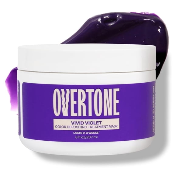 oVertone Color Depositing Semi-Permanent Hair Dye Conditioner - 8 oz For All Hair Types & Color-Treated Hair, Moisturizing Shea Butter & Coconut Oil - Vegan & Cruelty-Free Vivid Violet