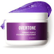 oVertone Color Depositing Semi-Permanent Hair Dye Conditioner - 8 oz For All Hair Types & Color-Treated Hair, Moisturizing Shea Butter & Coconut Oil - Vegan & Cruelty-Free, Vibrant Purple