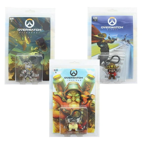 Overwatch Hanger Mini Figure & Comic Book Set of 3: McCree, Reinhardt, & Torbjorn
