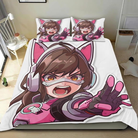 Overwatch Themed Bed Sheet Set Three Piece Set 53x79 Inches Comfortable And Skin Friendly Unique Design Creating A Star Studded Night