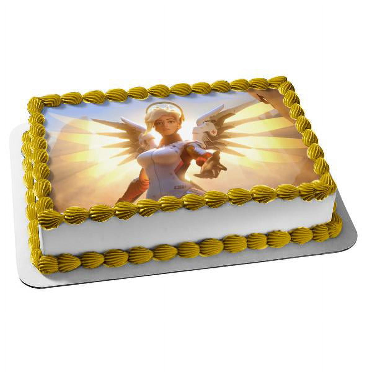 A BIRTHDAY PLACE Overwatch Video Game Mercy Support Role Edible Cake Topper Image ABPID52221