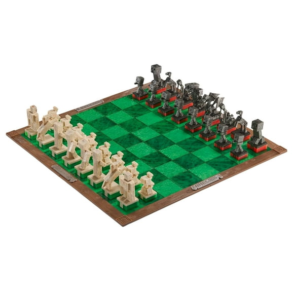 Overworld Heroes Vs Hostile Mobs Chess Set from Minecraft film collectable chess set in Green/Brown by Noble Collection