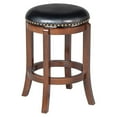 thumbnail image 1 of Ovi 24 Inch Wooden Swivel Counter Stool Faux Leather Seat Walnut Brown - Saltoro Sherpi, 1 of 6