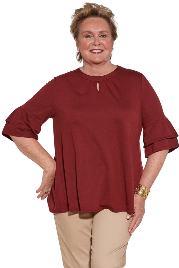 Knit Top for Women - Burgundy | Cristy | Adaptive Clothing - 2XL