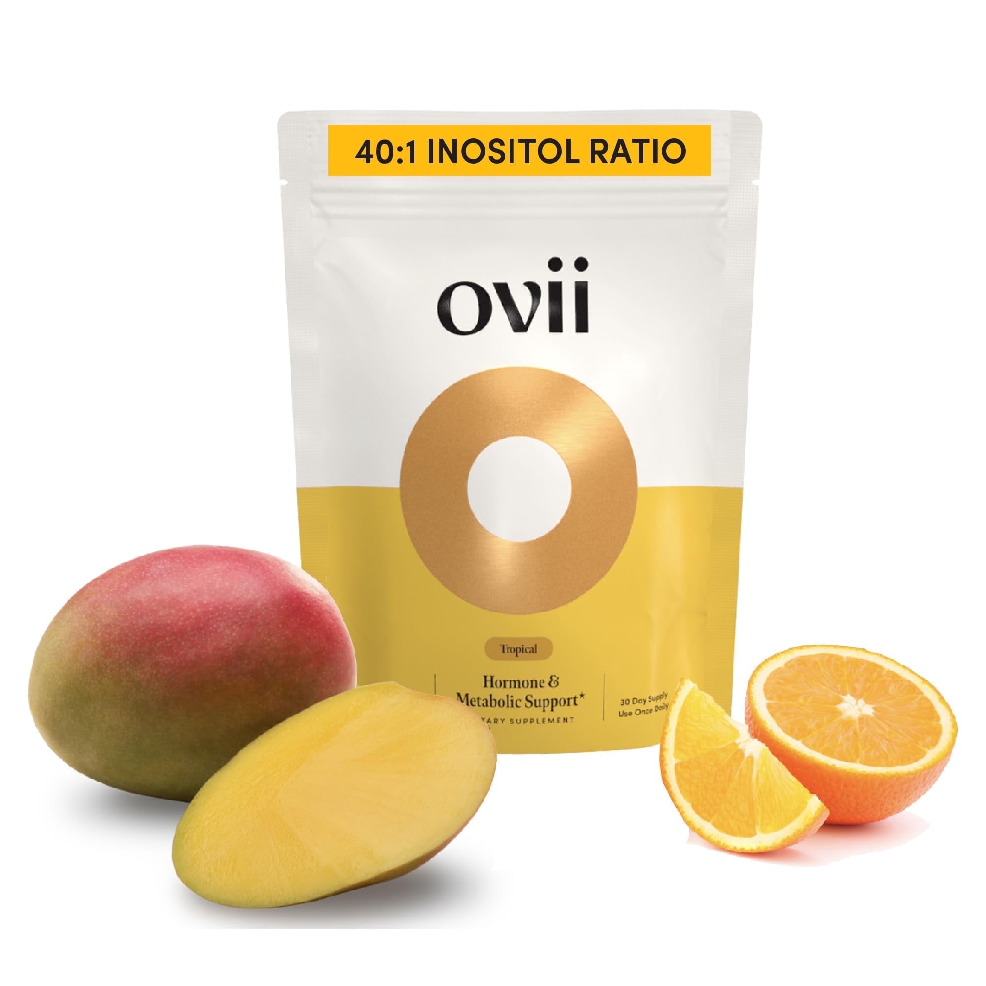 Ovii Ovarian Support for Women: Hormonal & Metabolic Balance - 40:1 Myo-Inositol + Reducose® + Vitamin D + Biotin - Supports Cycle Regularity & Healthy Ovulation & Healthy Metabolism, Tropical, 30 Ct