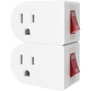 Oviitech 2 Pack Grounded Outlet Wall Tap Adapter with On/Off Power Switch?Single Outlet with Switch in White