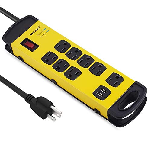 8 Outlets Mountable Heavy Duty Surge Protector Metal Power Strip with 2 USB Charging Ports(2.4A),1800 Joules with 6 Foot