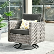 Ovios 1 Pieces Outdoor Patio Furniture Wicker Swivel Chair with Cushions for Backyard