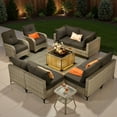 thumbnail image 1 of Ovios 10-Piece Patio Furniture Set, All-Weather Outdoor Wicker Sectional with Swivel Chairs & Solar-Powered Table, Rattan Conversation Set for Garden, Patio, Backyard, Black, On Sale, 1 of 10