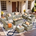 thumbnail image 1 of Ovios 10 Pieces Outdoor Patio Furniture with 54" Gas Fire Pit All-Weather Rattan Wicker Conversation Set Outdoor Sectionals for Garden, 1 of 12