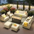 thumbnail image 1 of Ovios 10-Piece Outdoor Patio Furniture Set All-Weather Wicker Conversation Set with 54" Propane Fire Pit Table & Ottomans, Gray, 1 of 9