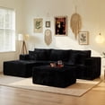 thumbnail image 1 of Ovios 108" Modular Sectional Couch, Cloud L Shape Couch with Chaise & Ottoman for Living Room, 3 Seater Boneless Sofa for Apartment, Black, 1 of 12